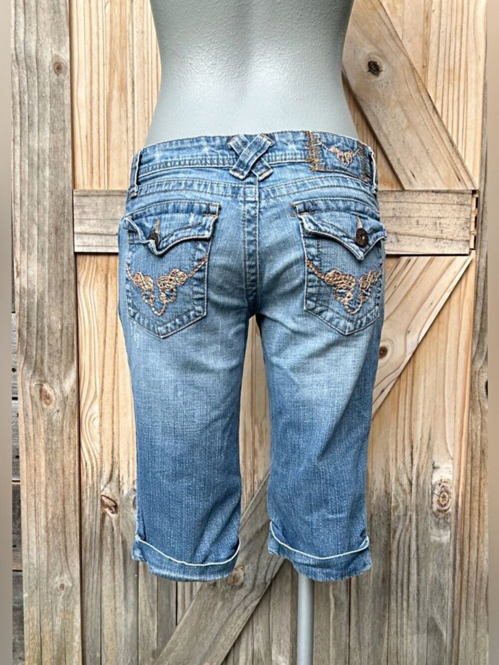 Vintage 90s LEI Ashley Ultra Low Rise Cuffed Cropped Capri Bermuda Shorts~7~
